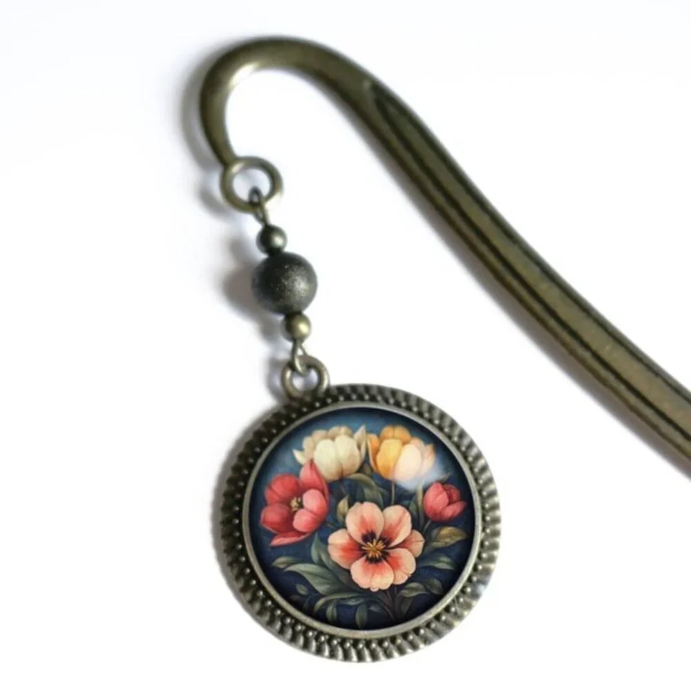 Moody‎ Tulip Bookmark - Spring Flowers - RARE Antique Bronze Vintage Book Hook